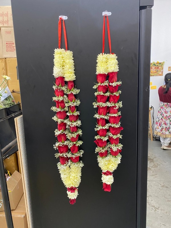 Premium red rose and white jasmine wedding garlands (Kalyana Malai)