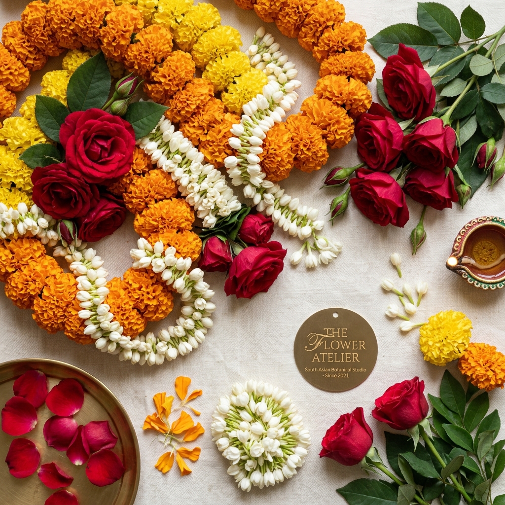 Traditional Indian Flower Garlands and Jasmine Strings